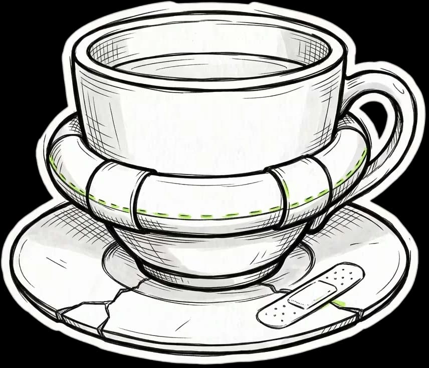 A teacup with a life ring around it