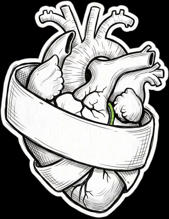 A heart wrapped in a policy document like a bandage